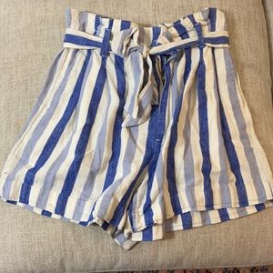 Madewell Blue and white linen shorts